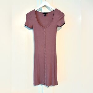 Forever 21 ✨ S Mauve Button-Down Ribbed T-shirt Dress
